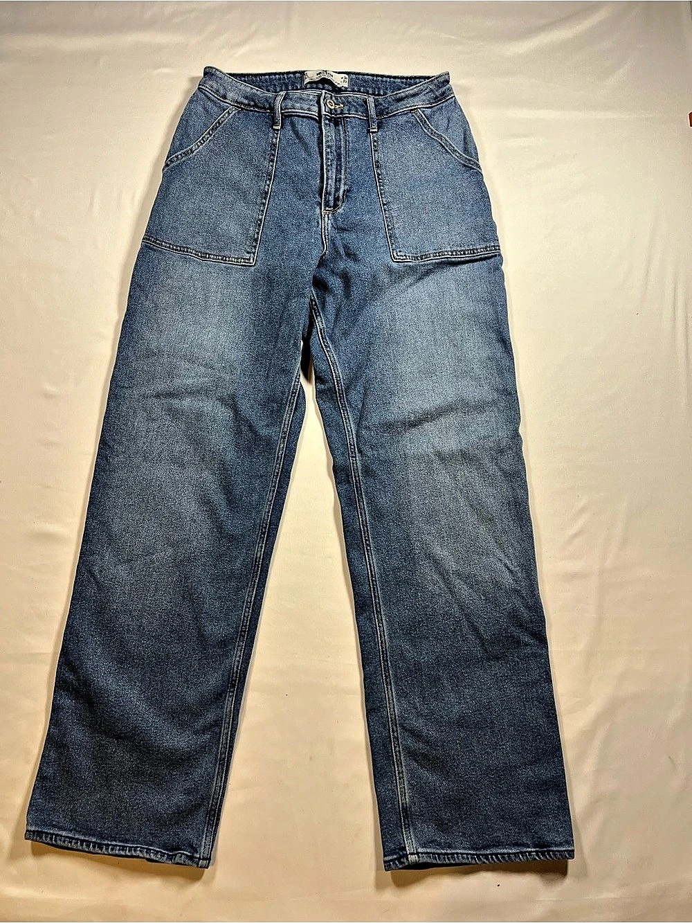 Hollister Curvy Ultra High-Rise Dad Jean Straight Leg Blue Waist 31